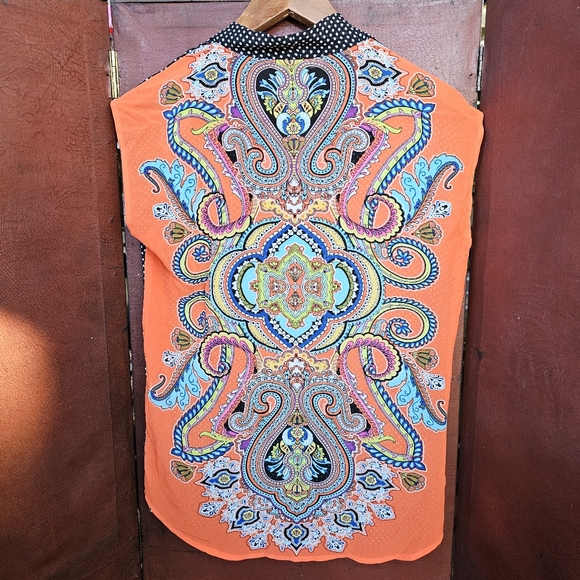 August Silk Women's Black Polkadot and Paisley Blouse Size M - Picture 3 of 3